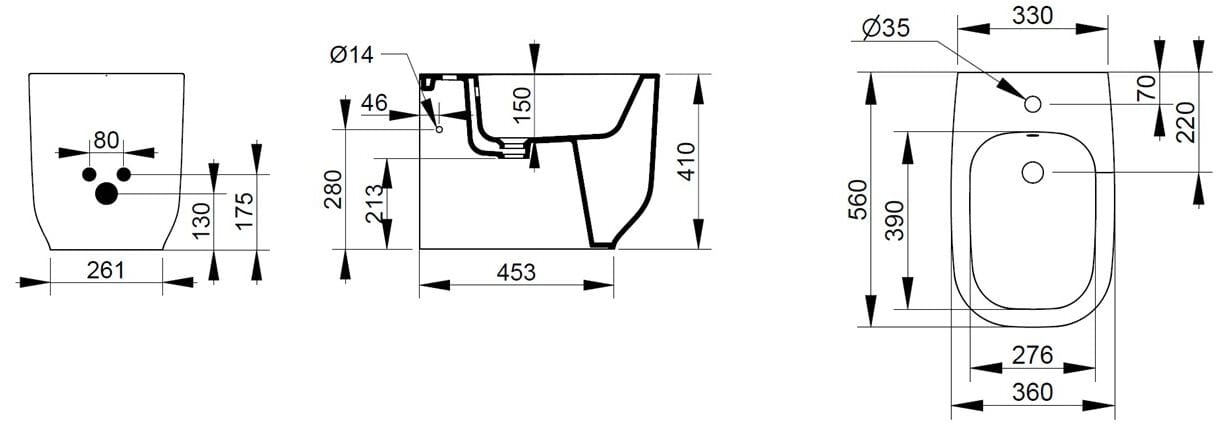 Керамическое напольное биде с переливом Ceramica Dolomite Alba ARCH-00129332 - Вид №11