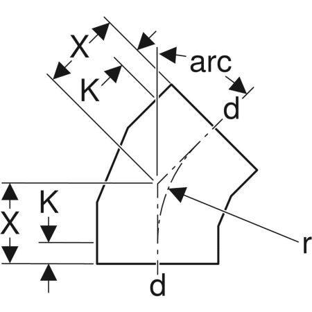370.015.16.1 Отвод сегментный Geberit PE Geberit  - Вид №2