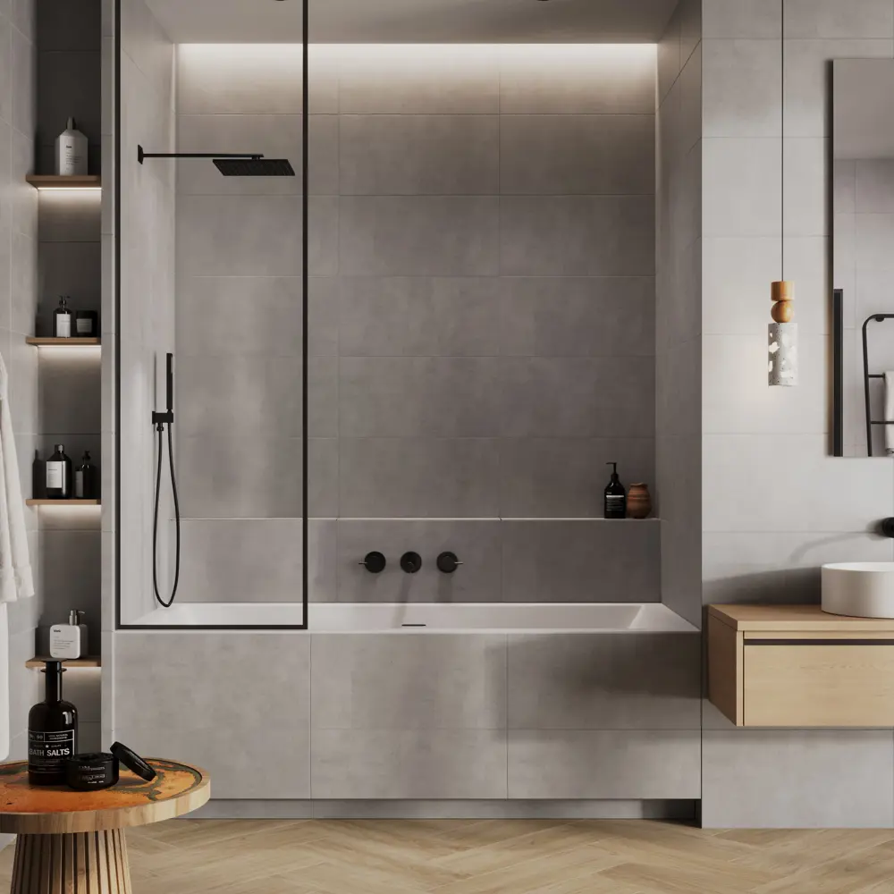 Плитка настенная Betone 30x60 см 1.44 м² матовая цвет серый 89448389 STLM-2076392 Santreyd