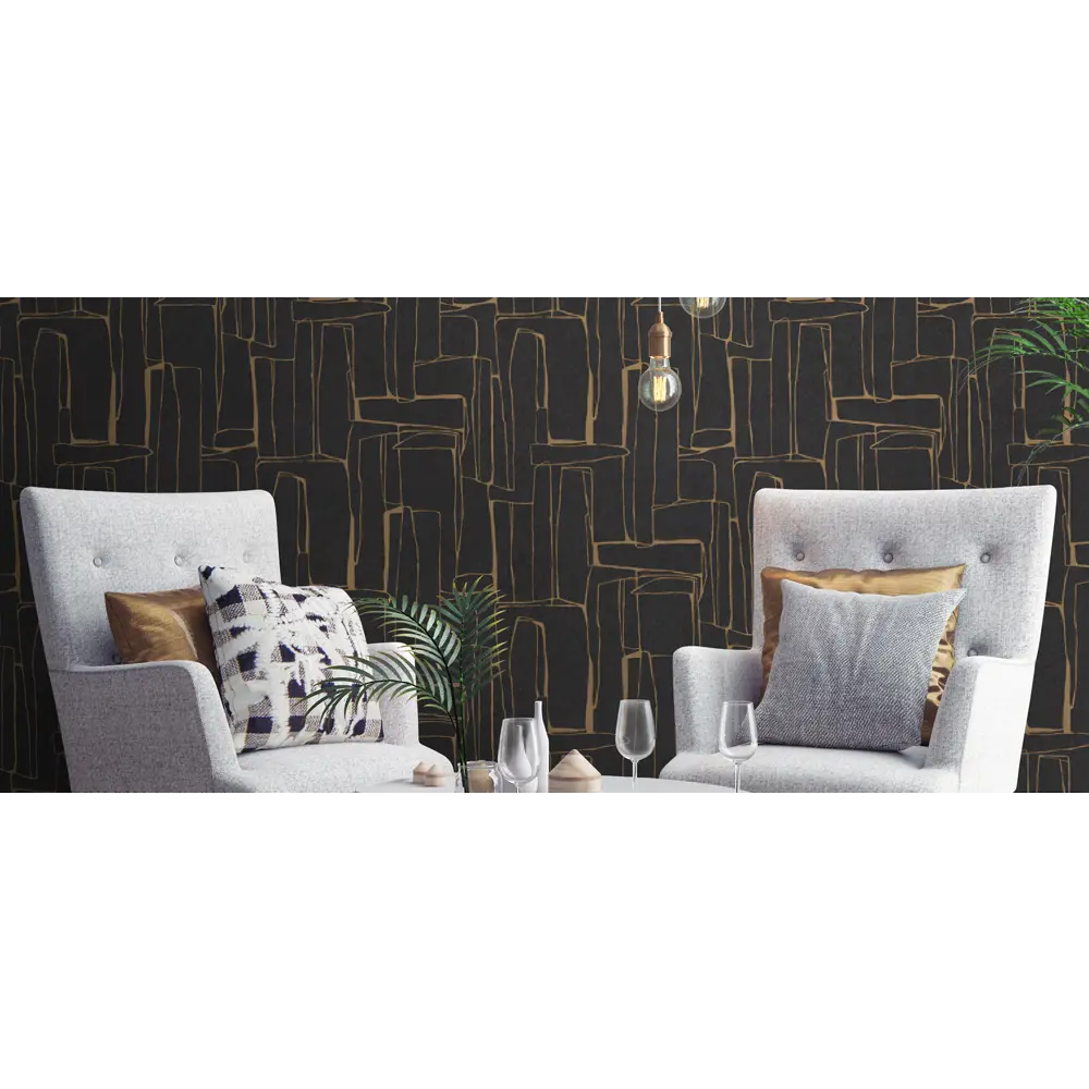 VOG COLLECTION Essen - флизелиновые обои черно-золотого оттенка 89361752 STLM-1443531 - Вид №2