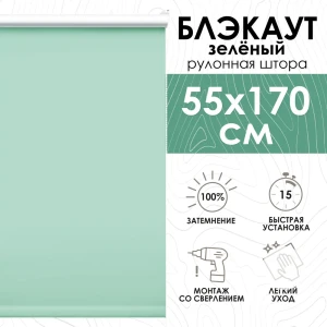 91662596 Рулонная штора Эскар 55x170 см цвет зеленый STLM-1384467
