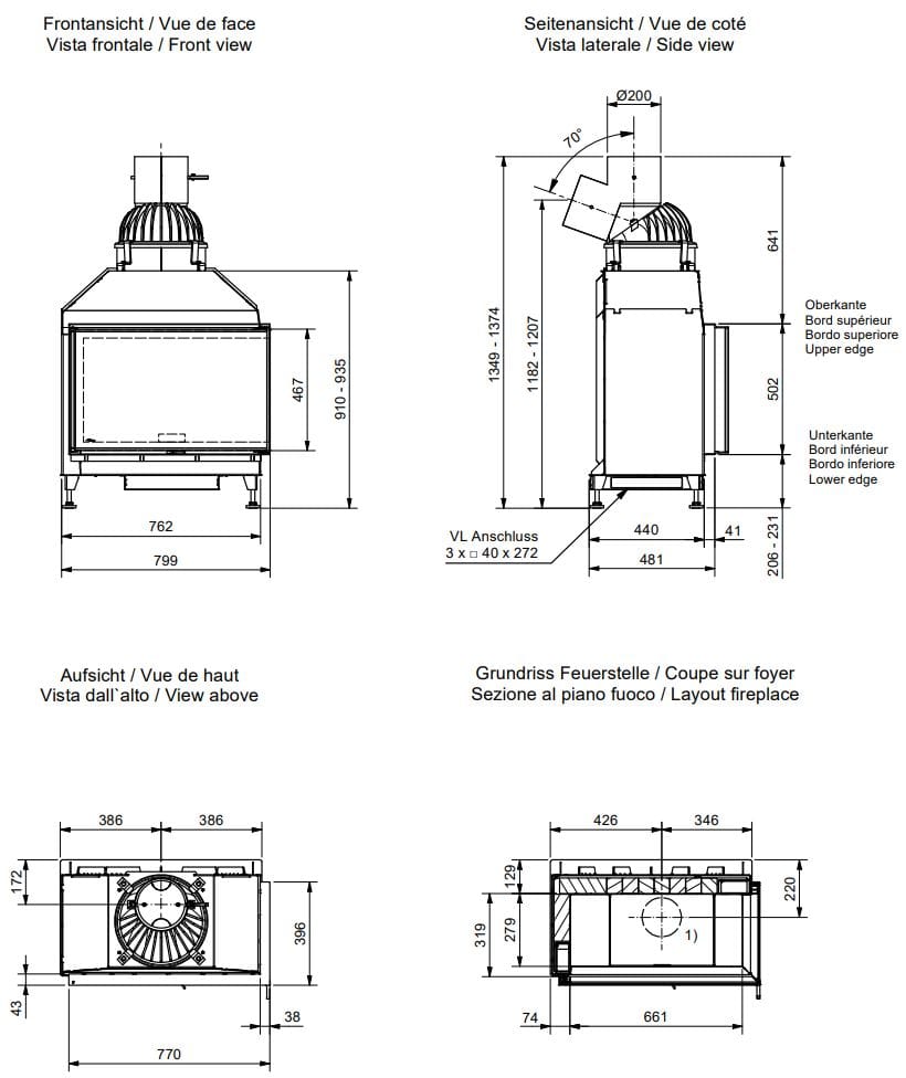 Стальной дровяной угловой камин RÜEGG K ARCH-00122365 - Вид №2