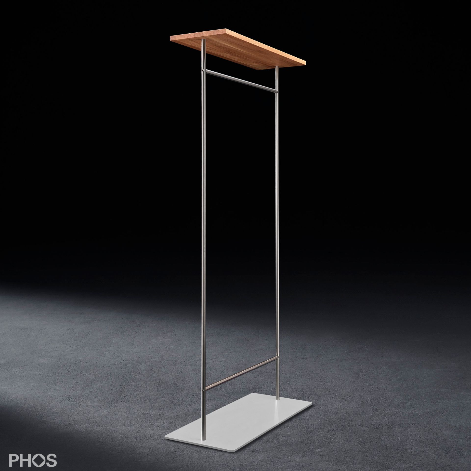 GST2-Eiche-BPW Шкаф твин с гладкой штангой для одежды и полкой из дуба, основание: белое. PHOS 