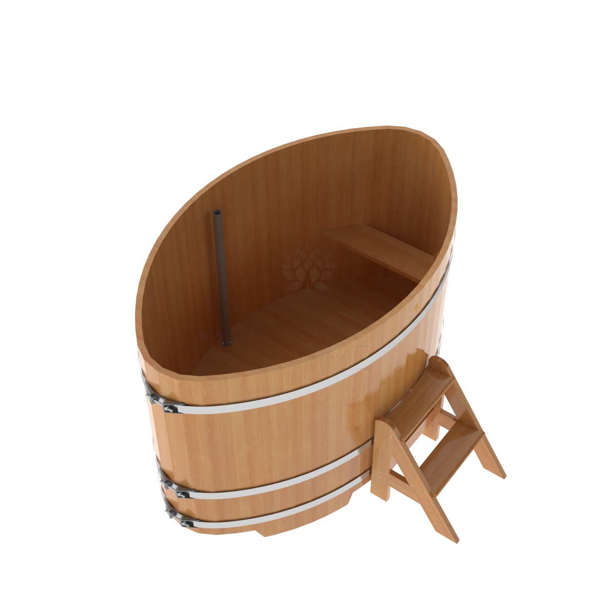 1548 Купель овальная из сращенных ламелей лиственницы 1,15х1,83х1,1 натуральная Alyarus  - Вид №1