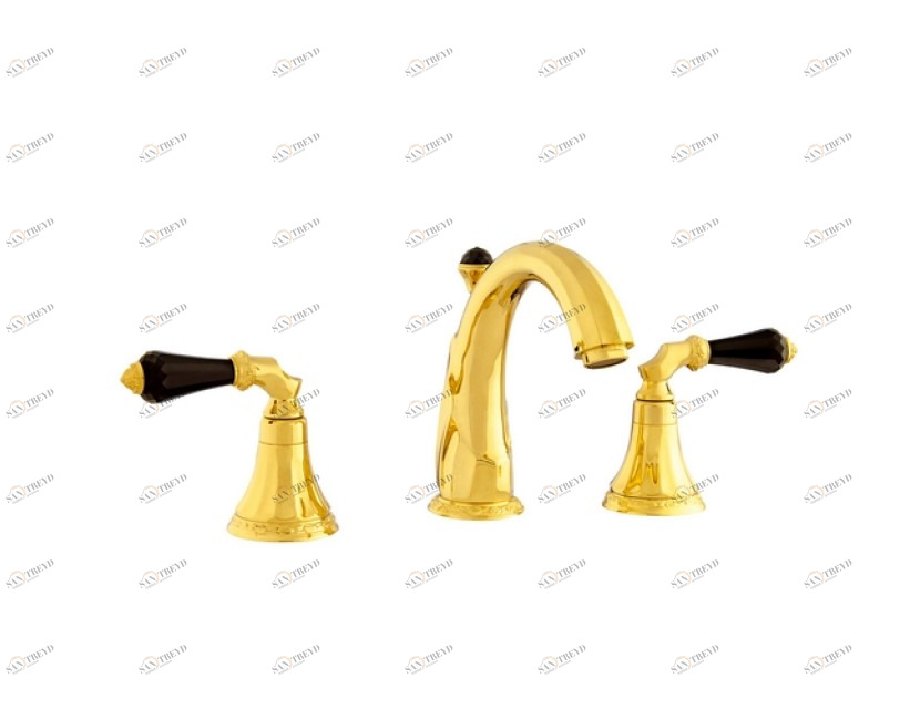 058601.FN0.62 Набор для ванны с пятью отверстиями и черными кристаллами swarovski Сатин никель Mestre Adriatica