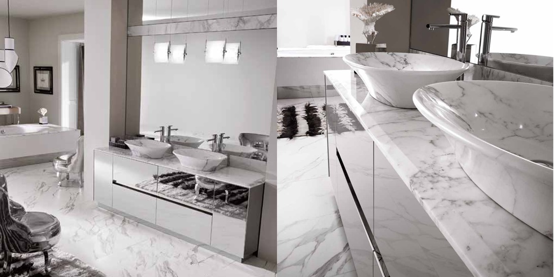 Комбинация ванной комнаты F04 в отделке MARMO calacatta  vagli MILLDUE FOUR SEASONS FOURSEASONS04 - Вид №1
