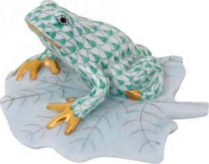 76477 Herend Фигурка 4,2см "Лягушка на листке" Фарфор