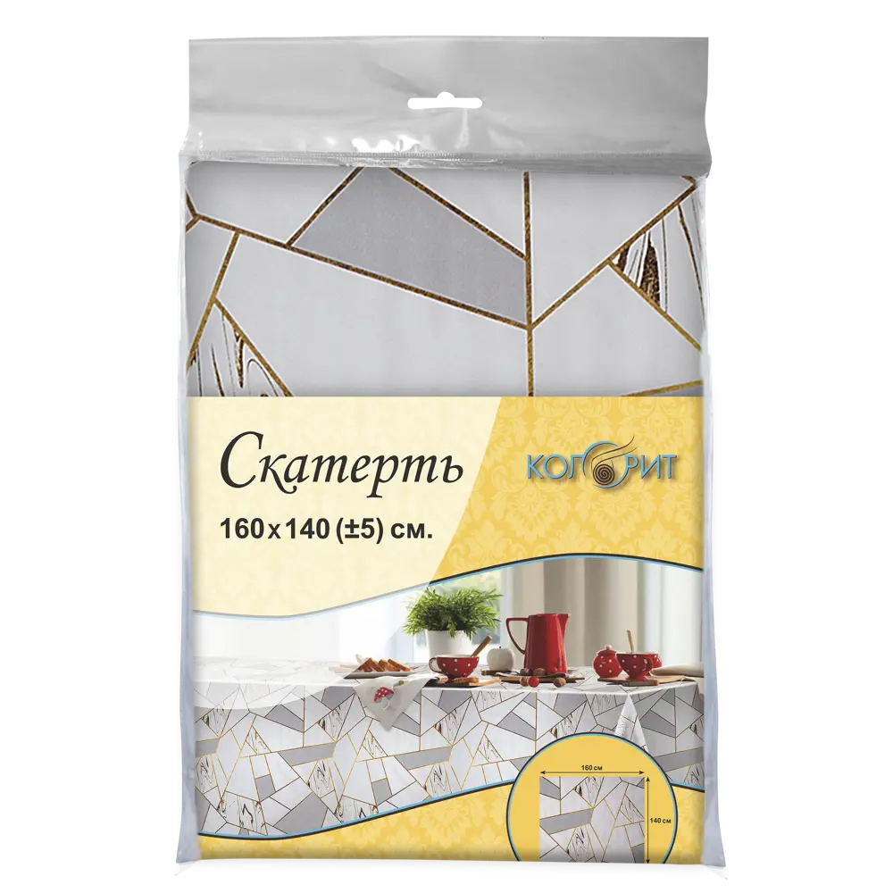 Скатерть Oxford Мрамор прямоугольная 160x140 см цвет молочный 89165361 STLM-2012219 Santreyd - Вид №3