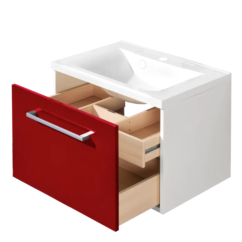 Тумба под раковину подвесная Aquaton Мерида 65 см цвет бордо АКВАТОН STLM-2060286 - Вид №2