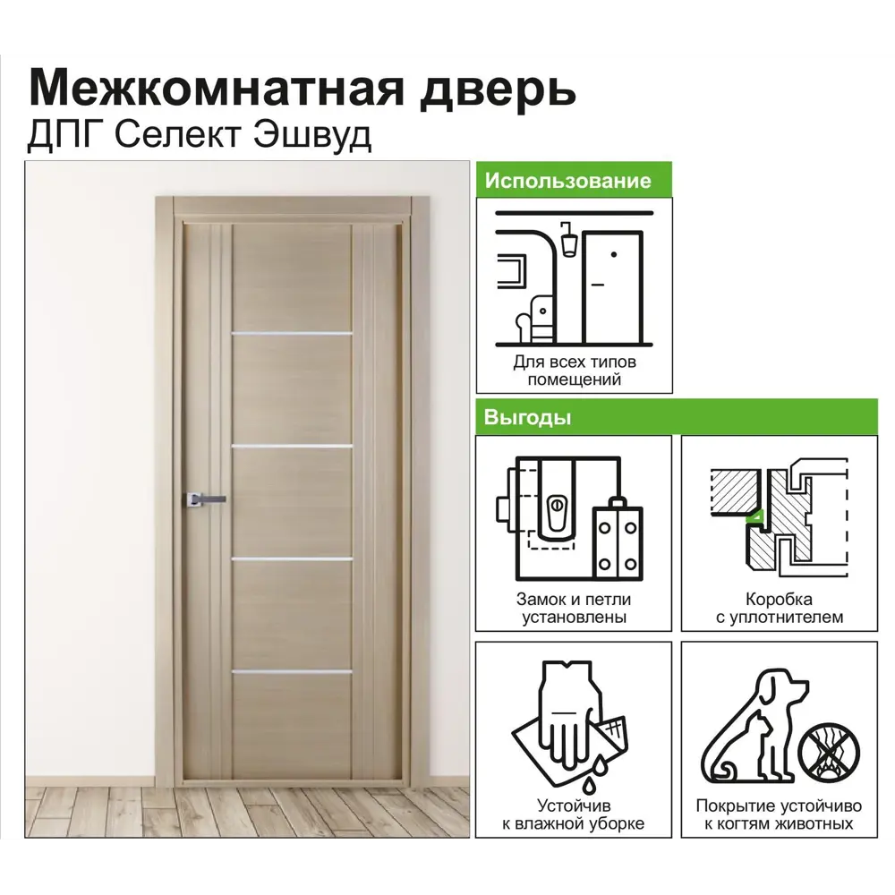 Дверь межкомнатная Селект глухая ПВХ цвет эшвуд 70x200 см (с замком) 81954012 STLM-2106924 BELWOODDOORS  - Вид №6