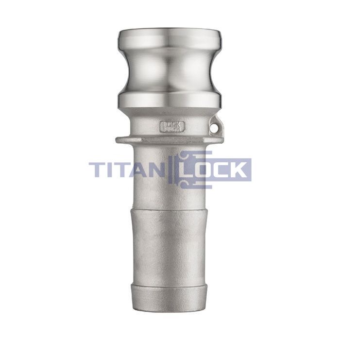 Камлок нержавеющий тип E, ниппель с хвостовиком 1 1/2", AISI316, TL150ESS316 TITAN LOCK 