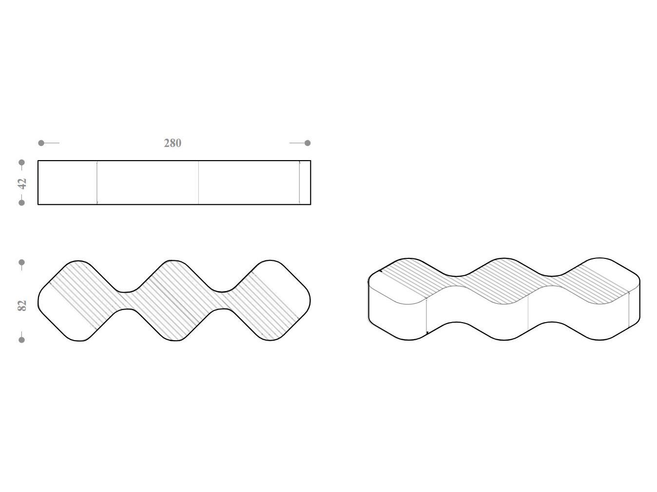 Скамейка с 3-мя встроенными модулями для сидения DIMCAR PINCH ARCH-00110186 - Вид №2