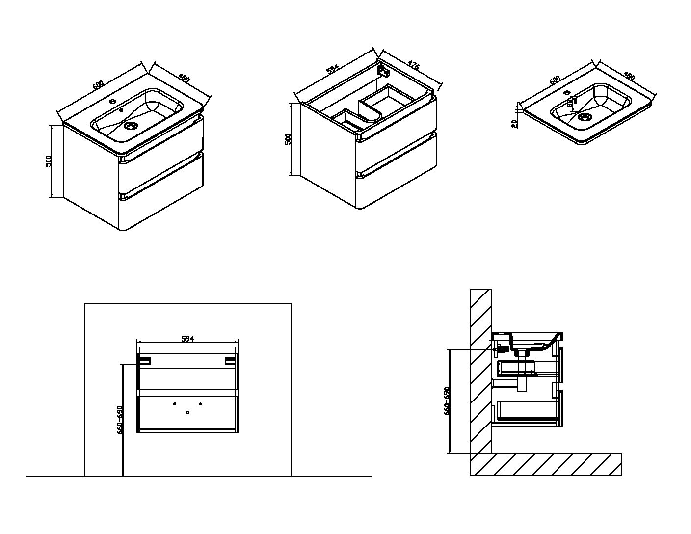 VMC-1A600WO База под раковину Vincea Alba Santreyd - Вид №4
