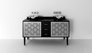 Деревянный напольный умывальник с ящиками