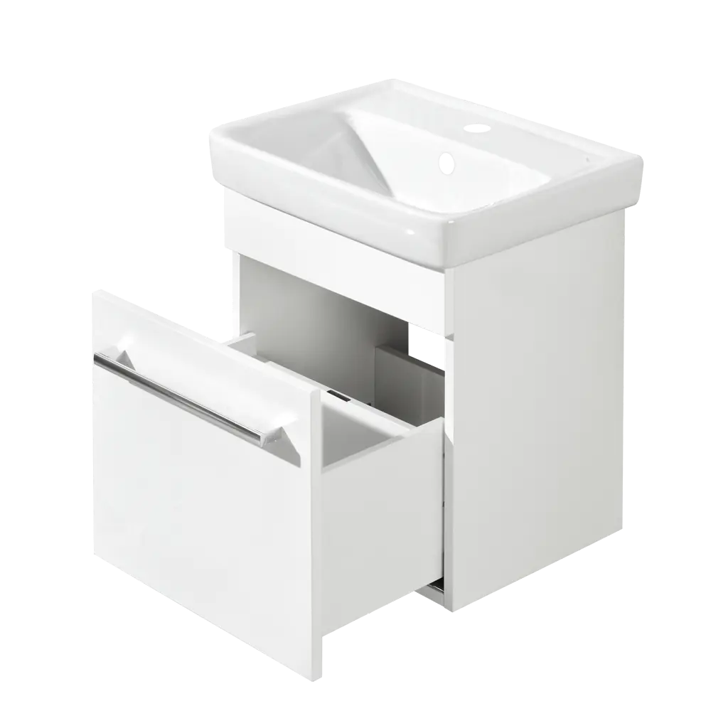 Тумба под раковину подвесная Aquaton «Поль» 45 см цвет белый глянец АКВАТОН STLM-2200443 - Вид №2