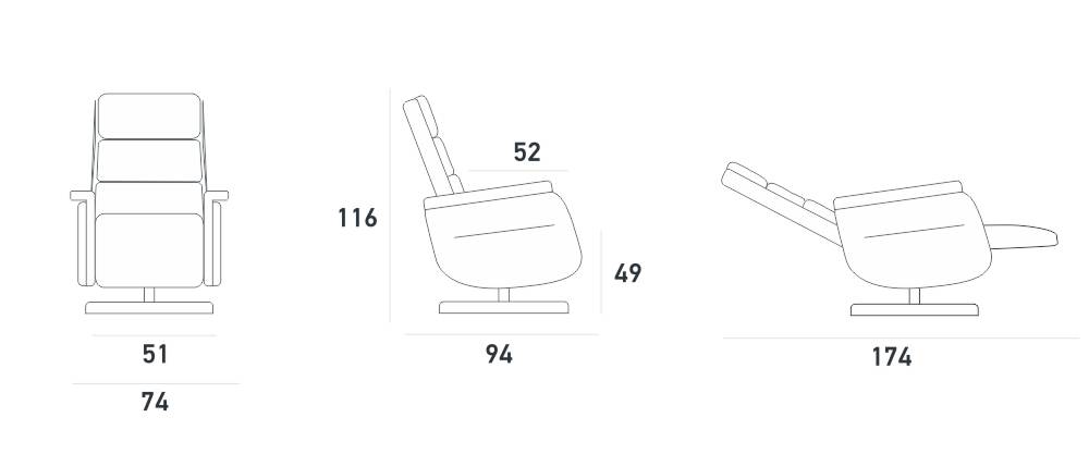 Поворотные Кресло Lift-Relax Relax 2 Motori  Spaziorelaxitalia  Adrian Adrian Relax 2 Motori  - Вид №4