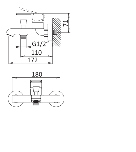 Смеситель для ванны и душа однорычажный CEZARES NAUTIC-VM-01 - Вид №1