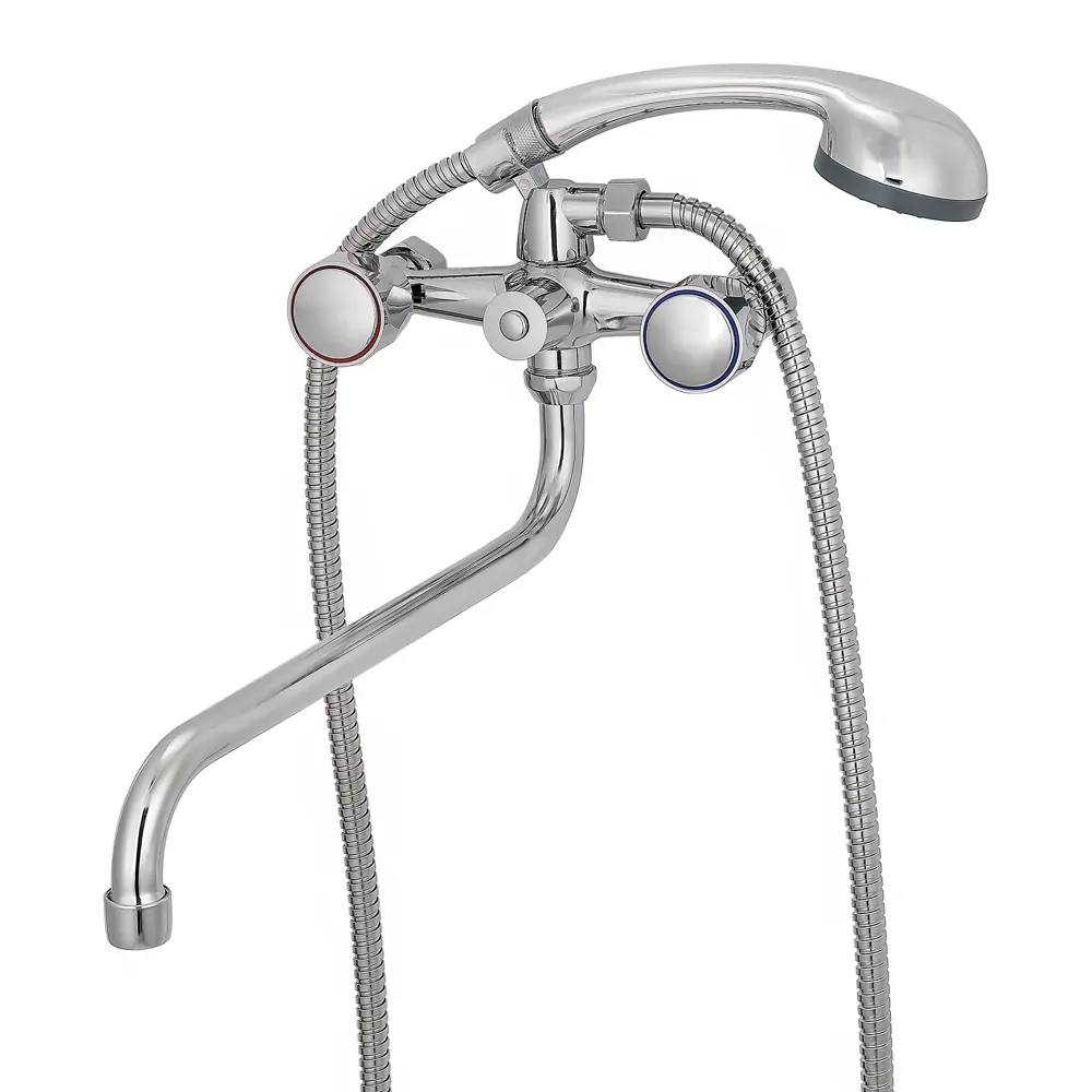 Смеситель для ванны Киров двухвентильный с лейкой и шлангом цвет хром Santreyd STLM-2047006