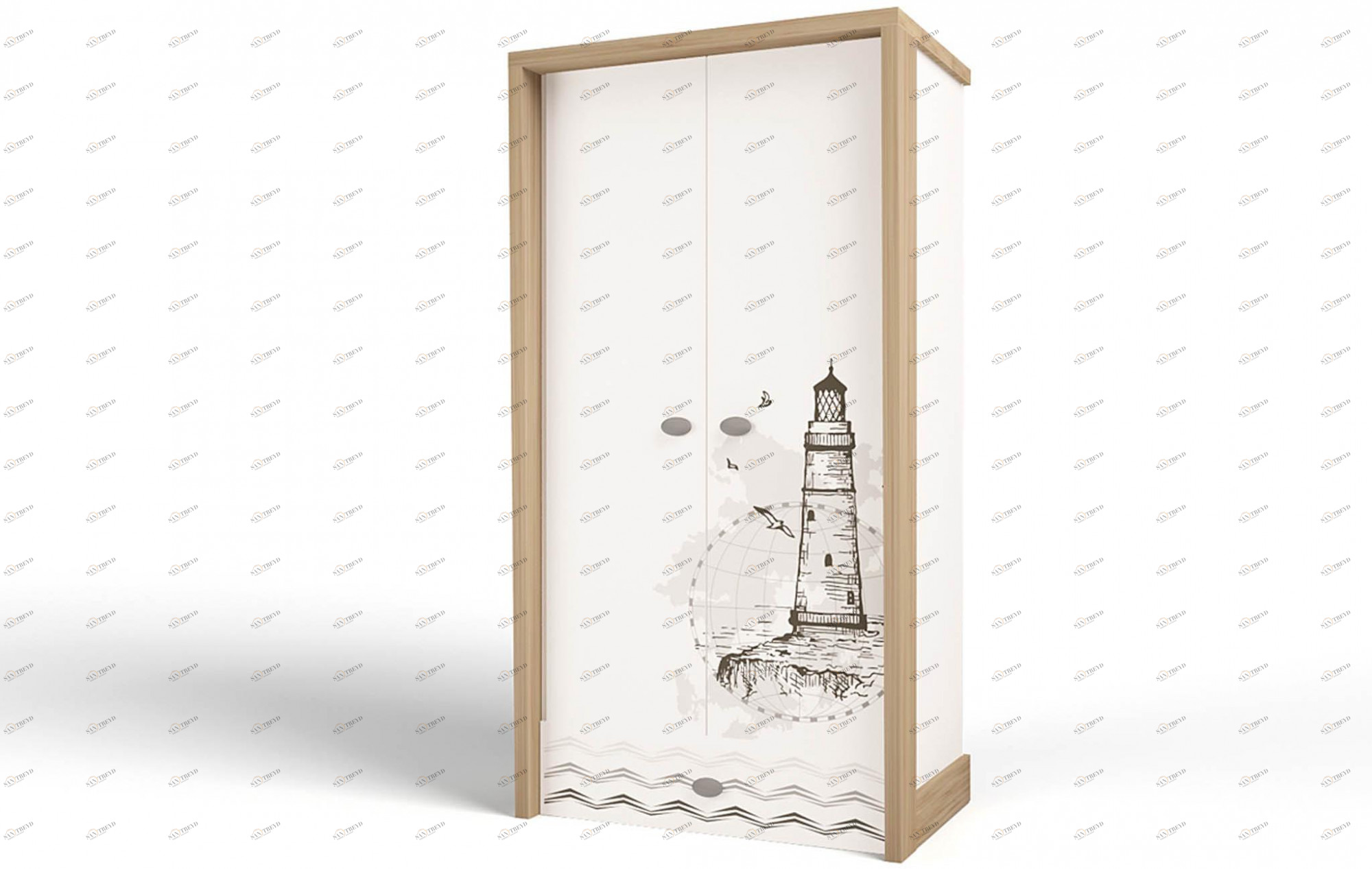 Шкаф ABC-KING 2х дверный MIX OCEAN (cream) 4631148107953