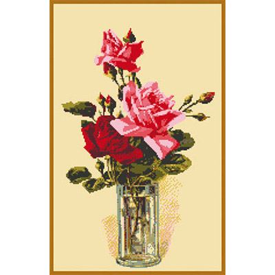 135х230кл Схема для вышивания цв. А3 ДК-282 "Ваза с розами" Santreyd 
