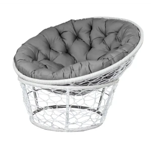 Кресло садовое GreenGard Мадрид 108х96х90 см металл/искусственный ротанг белый/серый