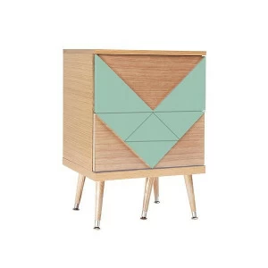 Прикроватная тумбочка с 2 ящиками морская волна Woo Twins WOODI  00-3965934 Бежевый;голубой