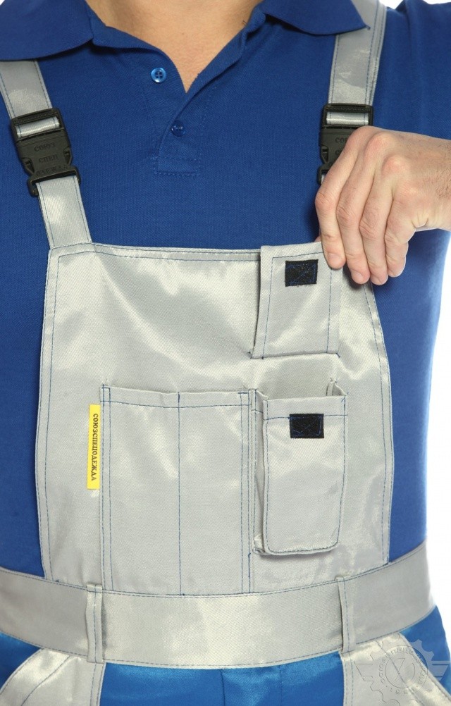 61492 Полукомбинезон "Мастер" василек-светло-серый  Летняя спецодежда  размер 52-54/182-188  - Вид №5