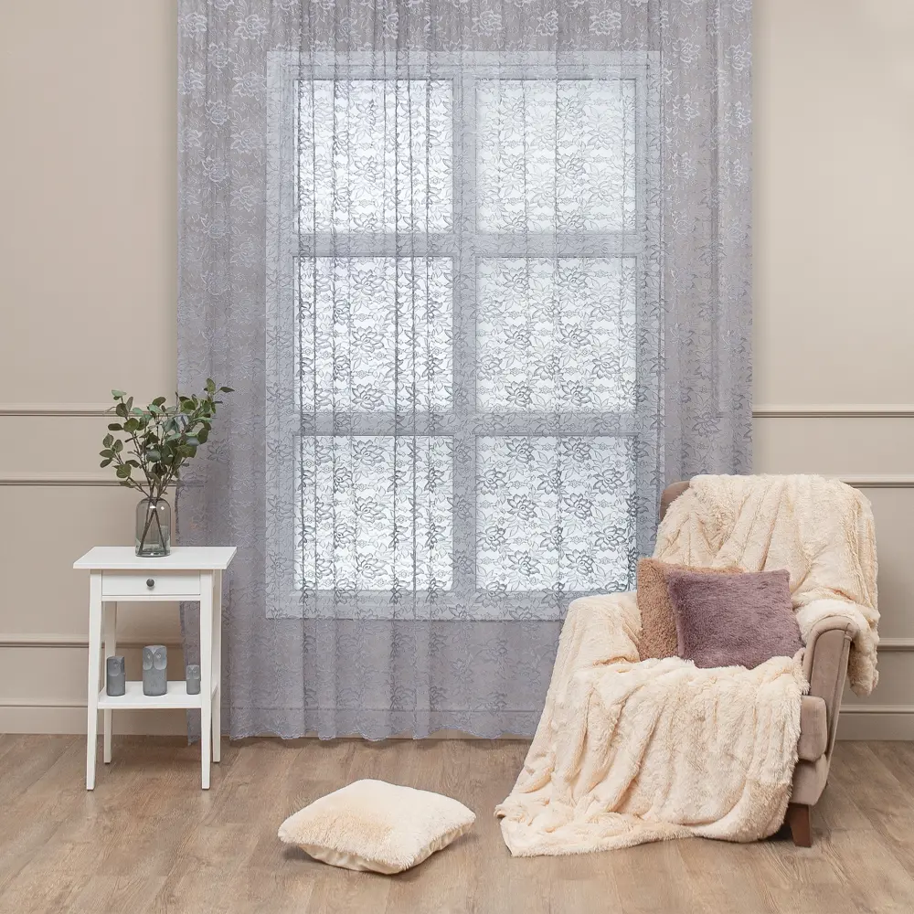 Тюль на ленте 28991 300x280 см цвет серый AMORE MIO STLM-2147279