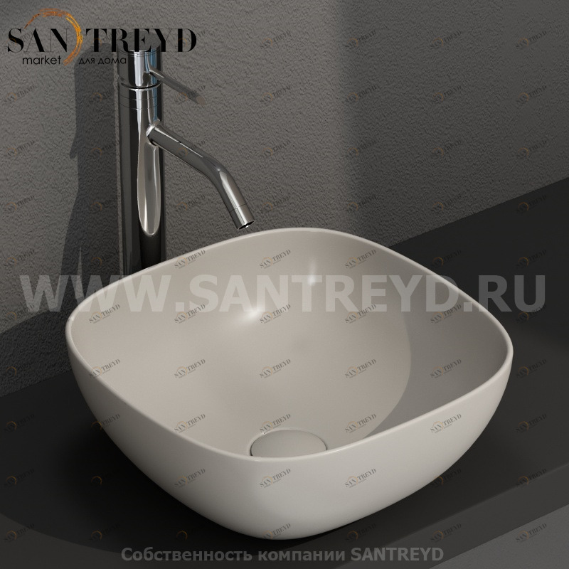 B6Q38GH Накладная раковина на столешницу  квадратная Ceramica Globo T-EDGE