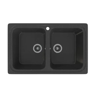 90403331 Врезная мойка Gamma Stone 78x49.50x19 см литьевой мрамор цвет черный GS-12-08 STLM-1444769