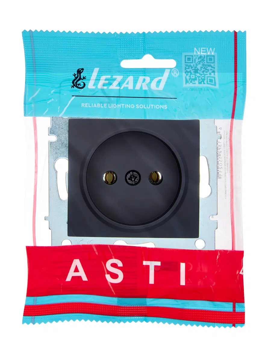 ASTI Розетка б/з ПБТ чёрный бархат механизм LEZARD 7081-4288-121B - Вид №3