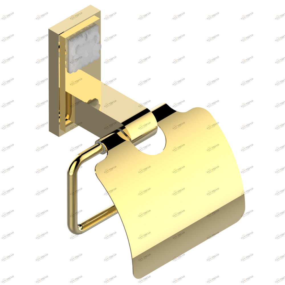 A2T-538AC Бумагодержатель с крышкой настенный Thg-paris Masque de Femme, métal gravé Покрытие PVD золотистый цвет A2T-538AC CAT.F