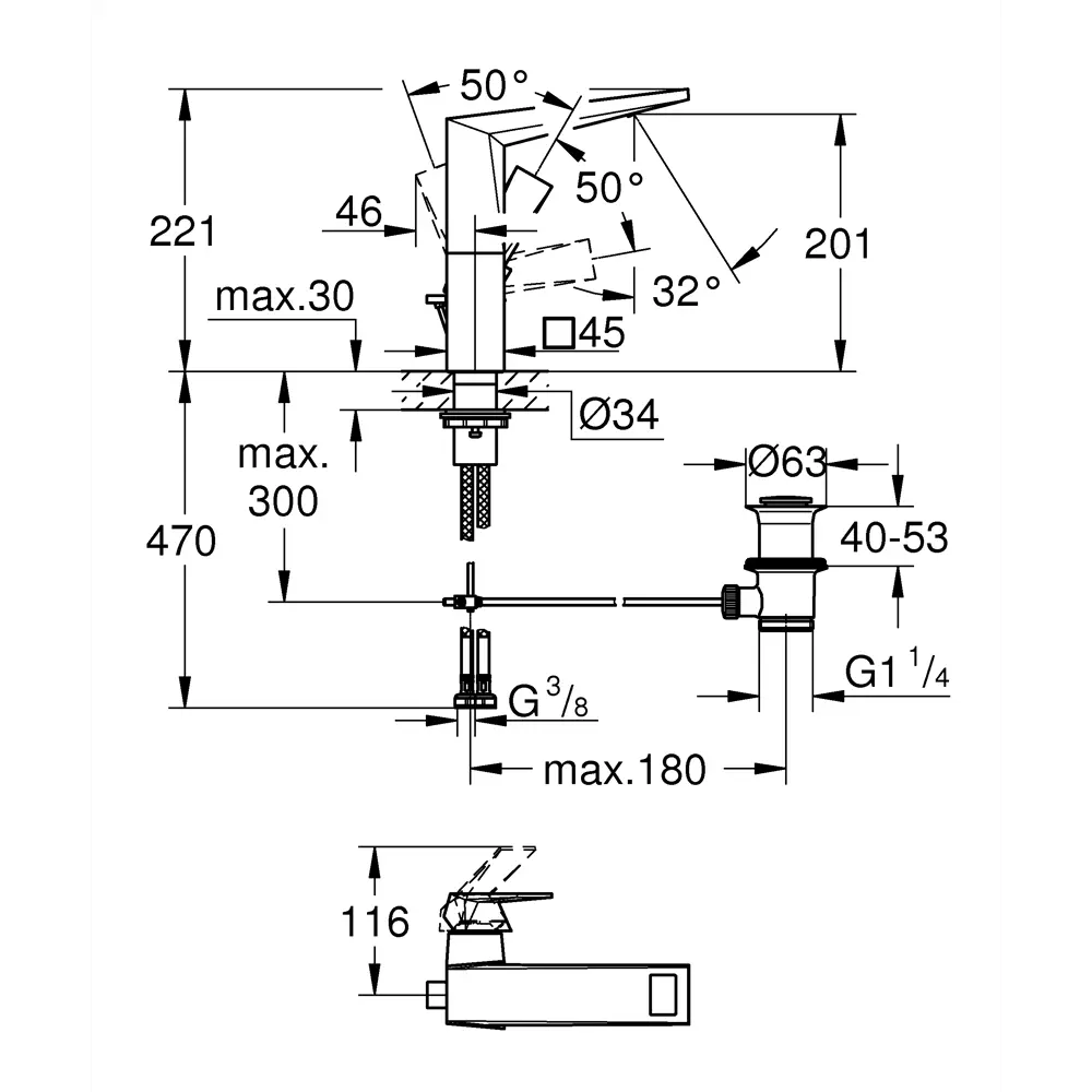Смеситель для раковины Grohe Allure Brilliant однорычажный цвет хром 82199494 STLM-2126391 - Вид №5