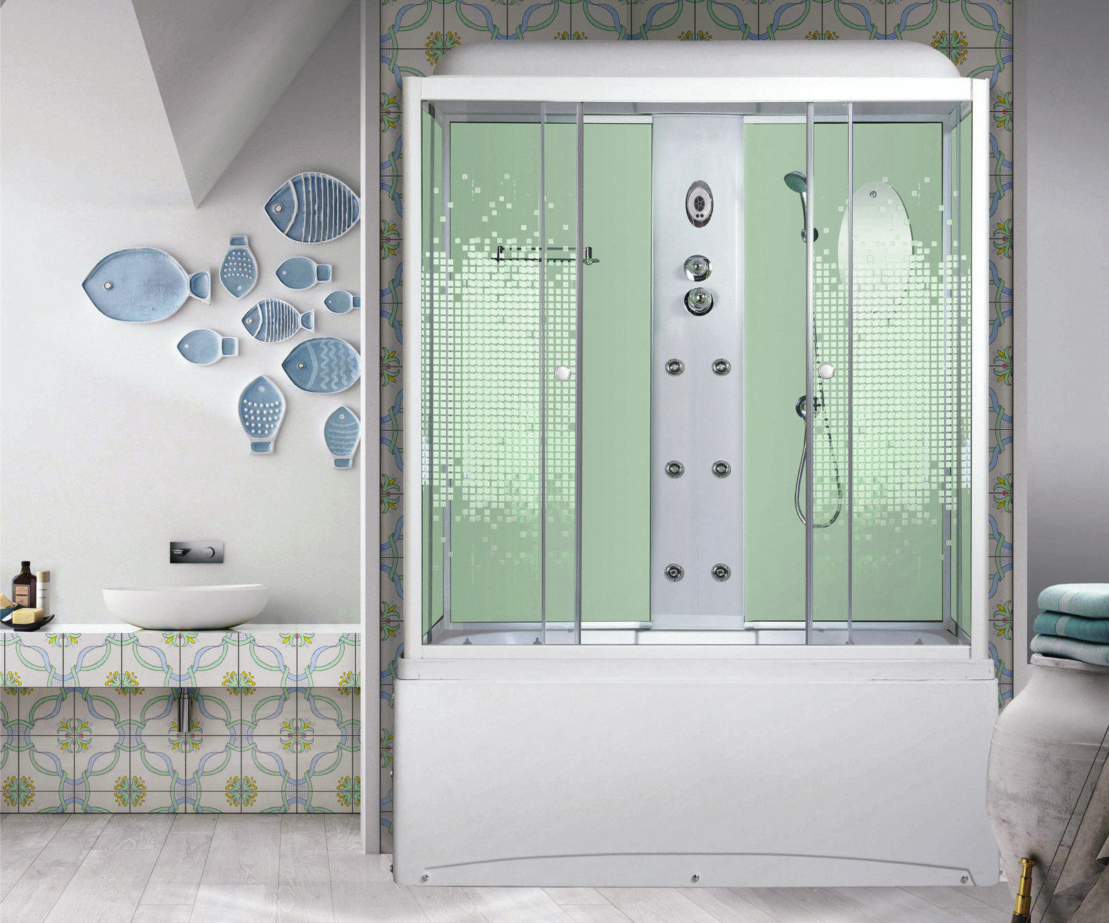 Душевая кабина NG-3170-01 (1700х750х2200) высокий поддон(56см) стекло МОЗАИКА Niagara Ultra 31700154