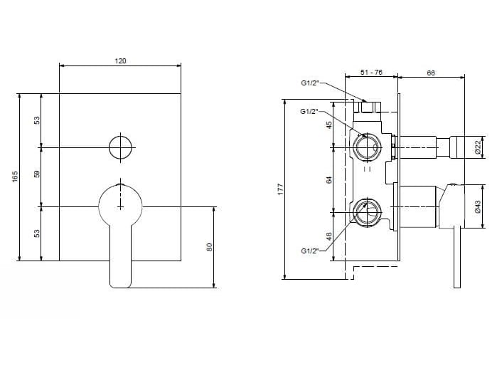 Хромированный латунный смеситель для душа с переключателем Bugnatese Morse ARCH-00009359 - Вид №2
