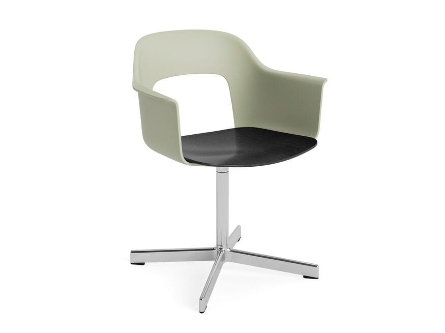 Вращающееся кресло с подлокотниками из полипропилена с деревянным сиденьем Hay макет ARCH-00049703