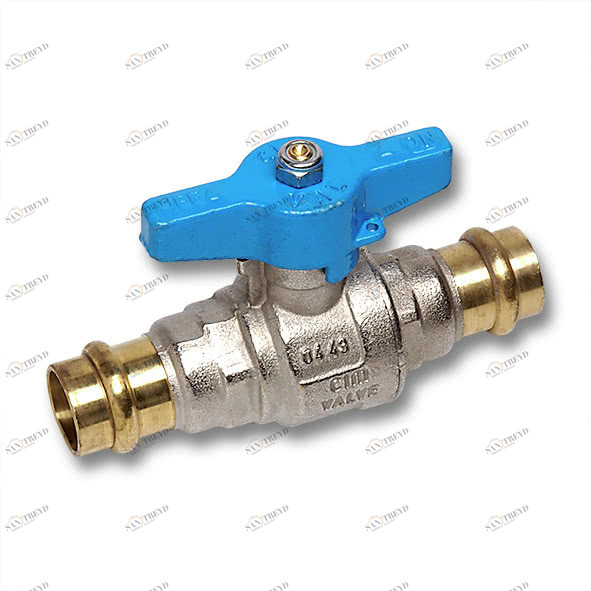 1885022 SANHA 8850 кран шаровый пресс PN16 макс.темп 130°С, ВПр-ВПр, латунь 22 мм 