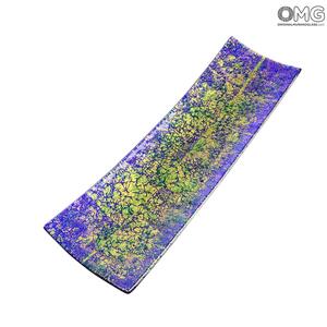 2493 ORIGINALMURANOGLASS Прямоугольгое блюда синего цвета с золотом - муранское стекло - Original Murano Glass OMG 60 см