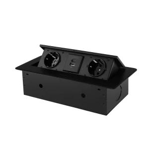 91677220 Розетка двойная выдвижная встраиваемая Rocketsocket SHS019-B с заземлением USB горизонтальная цвет черный STLM-1385685