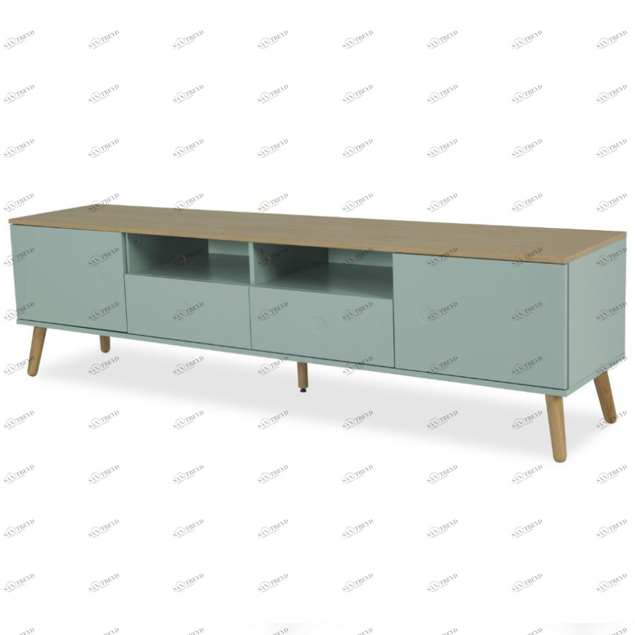 Тумба под ТВ Tenzo Dot, 54х192х43 см, дуб, светло-зеленая 1665676