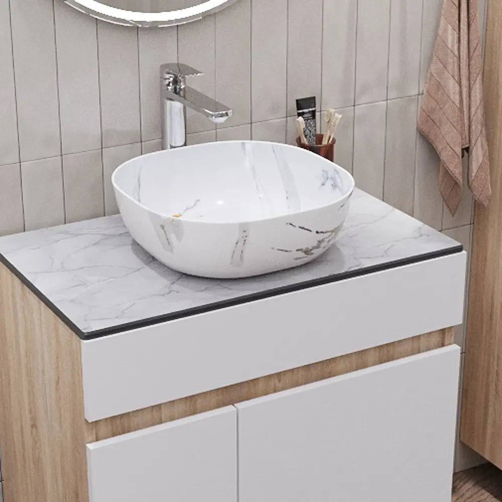 Столешница в ванную Fusion F60JP 60x47 см HPL-пластик цвет жемчужный перито Santreyd STLM-2088358 - Вид №3