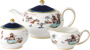 10671656 Wedgwood Набор из чайника, сахарницы и молочника Wedgwood Вандерласт Пагода Фарфор костяной