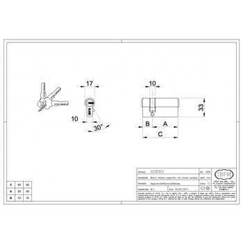 Цилиндр IBFM 10/30 заглушка и ключ NI LK01-200
