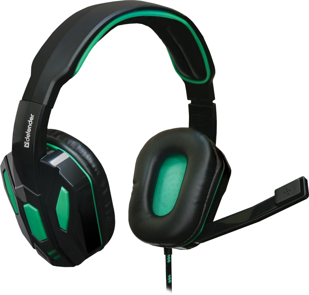 64122 игровая гарнитура warhead g-275 зеленый + черный, кабель 1,8 м Defender Santreyd  - Вид №1