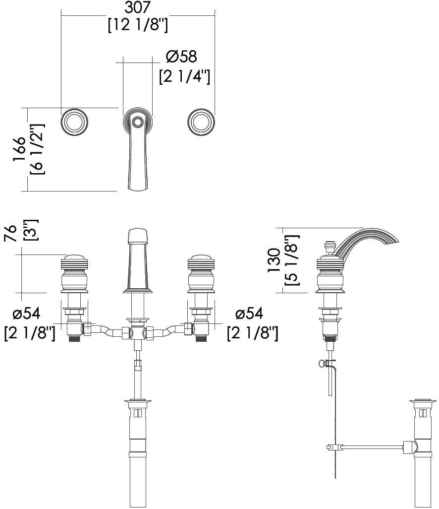 Devon&Devon Смеситель для раковины на 3 отверстия Royal Exc-ry100 - Вид №2