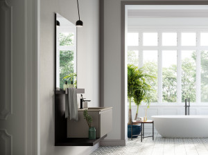 Подвесной шкаф для умывальника с выдвижным ящиком и зеркалом