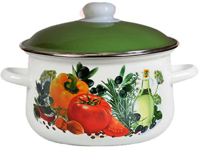 91548336 Кастрюля 2 л с крышкой Стальэмаль Европейская кухня 1с45я сталь цвет разноцветный STLM-0865600