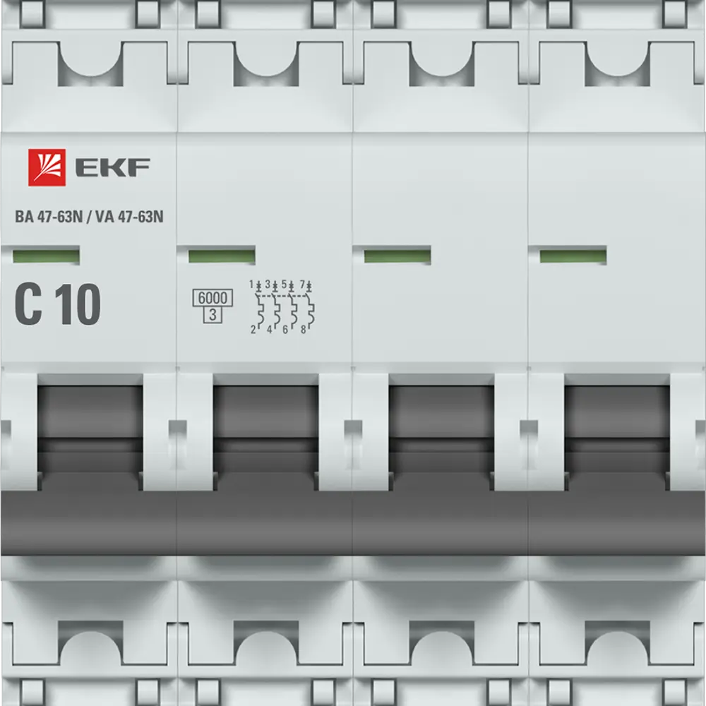 Автоматический выключатель EKF Proxima ВА47-63 4P N C10 А 6 кА STLM-2149335 - Вид №1
