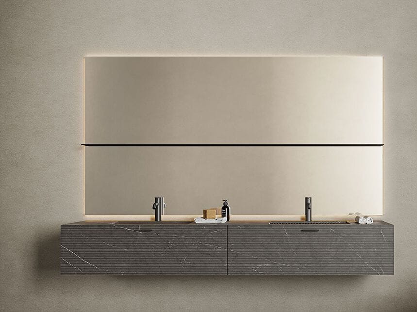 Зеркало со встроенным настенным освещением для ванной комнаты Inbani решетка ARCH-00076440 - Вид №2