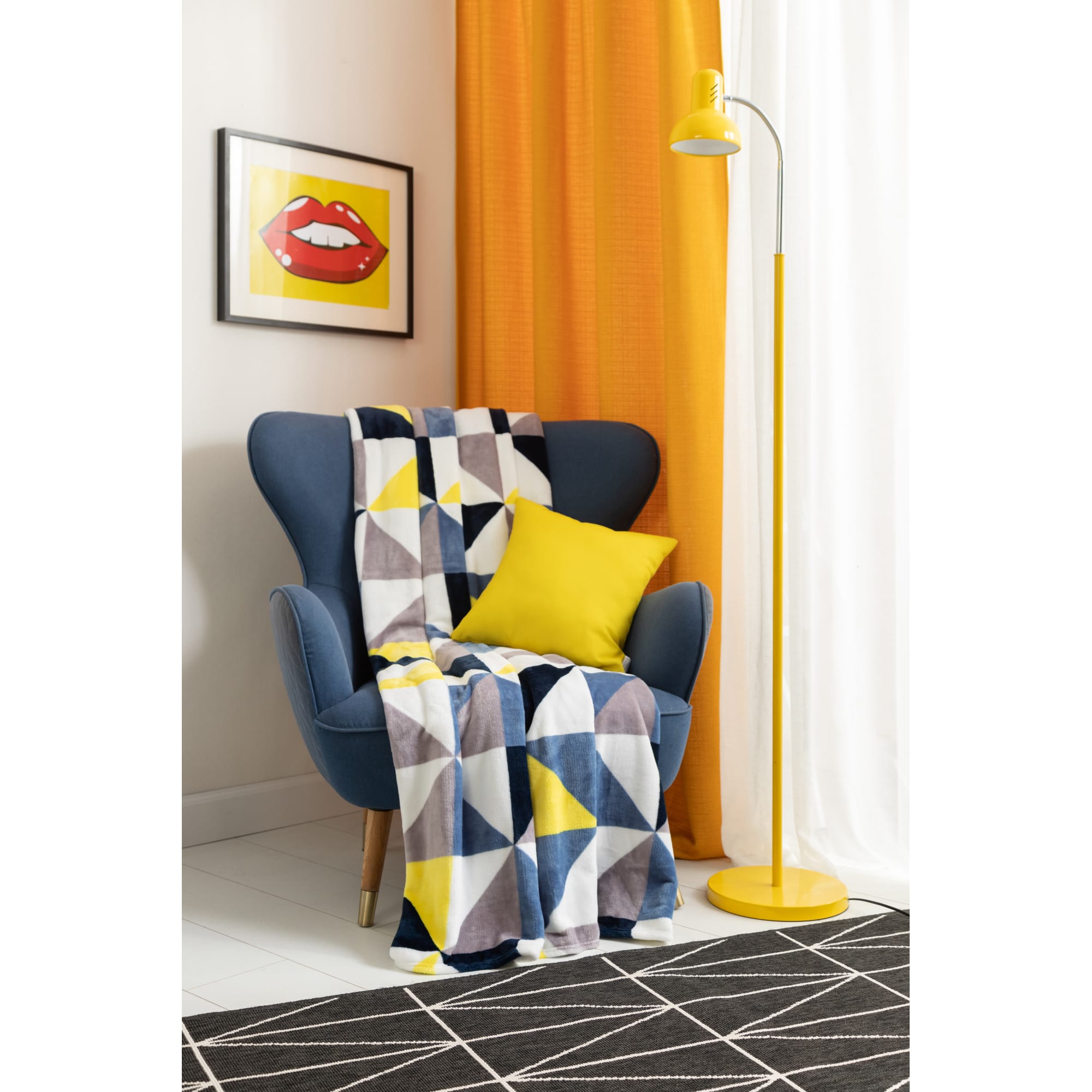 82553698 Плед «Пирамида» 200x220 см микрофибра цвет жёлтый/синий Santreyd  - Вид №3